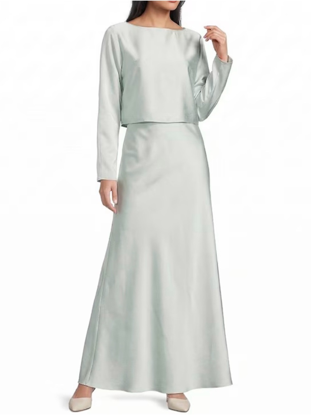 ANTONIO MELANI Pale Mint A-Line Maxi Skirt